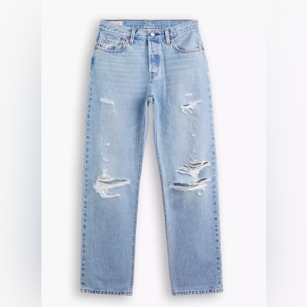 Levi's 501 90s Light Wash Distressed Straight-Leg Jeans